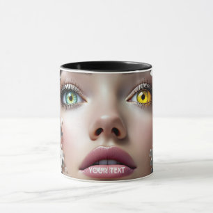 Fantasy süßes Puzzle Mädchen Gesicht Tasse