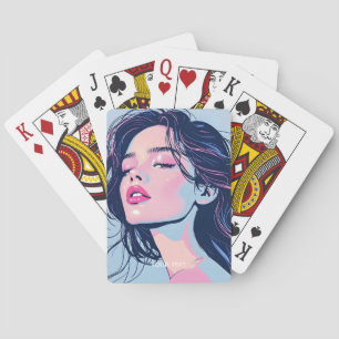 Fantasy Süßes Rosa Blaues Mädchen Spielkarten