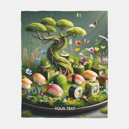Fantasy Süßes Sushi Japanische Landschaft Fleecedecke (Vorderseite)