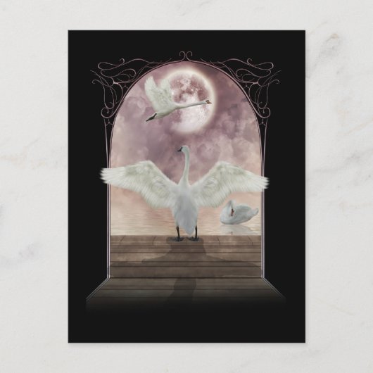 Fantasy Swan Postcard Kunst Postkarte (Vorderseite)