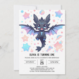 Fantasy Sweet Dragon 1. Geburtstag Einladung