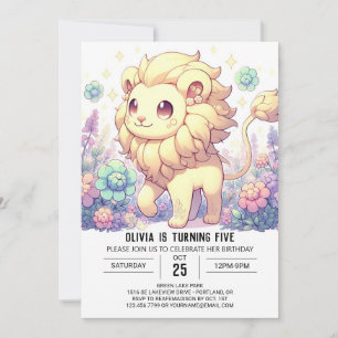 Fantasy Sweet Lion Digital Geburtstag Einladung