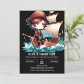 Fantasy Sweet Pirate Birthday Einladung (Stehend Vorderseite)
