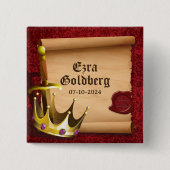 Fantasy Sword Crown Mittelalterlicher Ritter Bar M Button (Vorderseite)