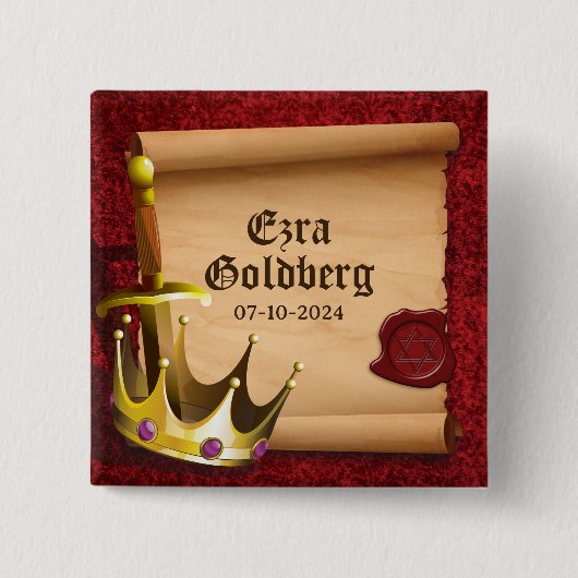 Fantasy Sword Crown Mittelalterlicher Ritter Bar M Button (Vorderseite)