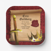 Fantasy Sword Crown Mittelalterlicher Ritter Bar M Pappteller (Vorderseite)