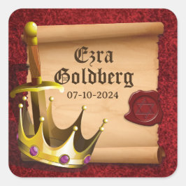 Fantasy Sword Crown Mittelalterlicher Ritter Bar M Quadratischer Aufkleber