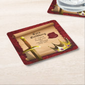 Fantasy Sword Crown Mittelalterlicher Ritter Bar M Rechteckiger Pappuntersetzer (angewinkelt)