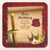 Fantasy Sword Crown Mittelalterlicher Ritter Bar M Rechteckiger Pappuntersetzer (Vorderseite)