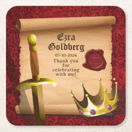 Fantasy Sword Crown Mittelalterlicher Ritter Bar M Rechteckiger Pappuntersetzer