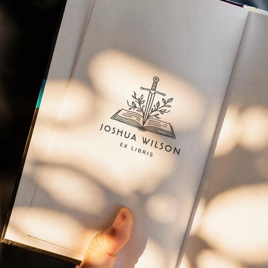 Fantasy Sword Personalized Ex Libris Book Permastempel
