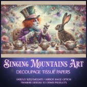 Fantasy Tea Party Wonderland Hatter Hare Decoupage Seidenpapier