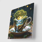 Fantasy Teacup Miniworld Wasserfälle Quadratische Wanduhr (Winkel)