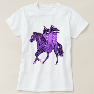 Fantasy Theme Lila Pegasus Winged Horse T-Shirt