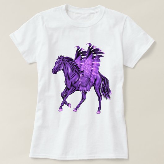 Fantasy Theme Lila Pegasus Winged Horse T-Shirt (Design vorne)