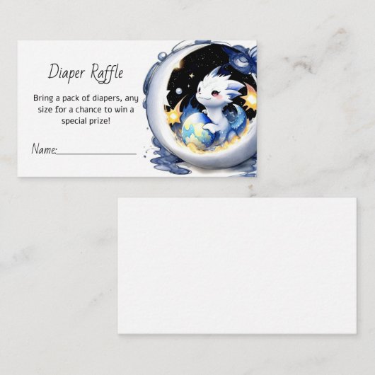 Fantasy-Themed Dragon Baby Shower Diaper Raffle Begleitkarte (Vorne/Hinten)