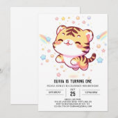 Fantasy Tiger 1. Geburtstag Einladung (Vorne/Hinten)