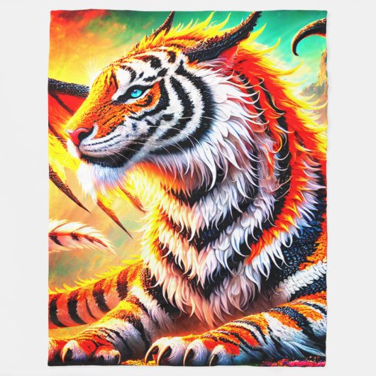 Fantasy Tiger Design Fleecedecke (Vorderseite)