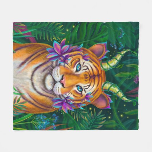 Fantasy Tiger Fleecedecke (Vorderseite (Horizontal))