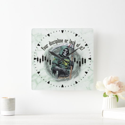 Fantasy trade design | Grim Reaper | motivation Quadratische Wanduhr (Zuhause)