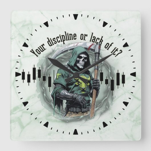  Fantasy trade design | Grim Reaper |  motivation Quadratische Wanduhr (Vorderseite)