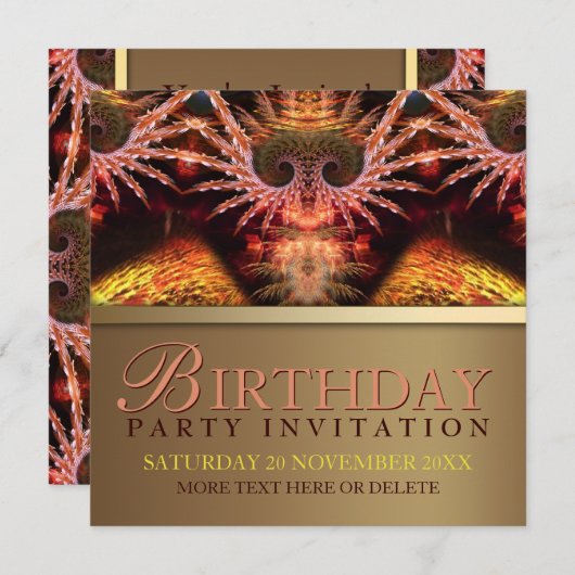 Fantasy Trance Golden Birthday Party Einladung (Vorne/Hinten)