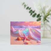 Fantasy-Traumstrand mit schönem rosa Seestern  Postkarte (Stehend Vorderseite)