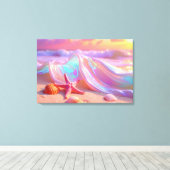 Fantasy-Traumstrand mit schöner rosa Seestern  Leinwanddruck (Insitu (Holzboden))