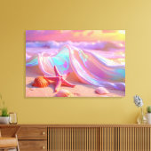 Fantasy-Traumstrand mit schöner rosa Seestern  Leinwanddruck (Insitu (Wohnzimmer))