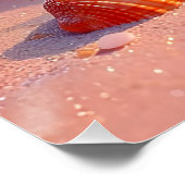 Fantasy-Traumstrand mit schöner rosa Seestern Poster (Ecke)