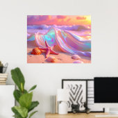 Fantasy-Traumstrand mit schöner rosa Seestern Poster (Heimbüro)