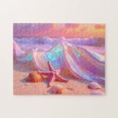 Fantasy-Traumstrand mit schöner rosa Seestern Puzzle (Horizontal)