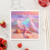 Fantasy-Traumstrand mit schöner rosa Seestern Serviette (Beispiel)