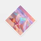 Fantasy-Traumstrand mit schöner rosa Seestern Serviette (Ecke)