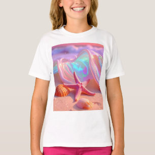 Fantasy-Traumstrand mit schöner rosa Seestern T-Shirt