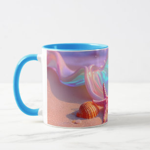 Fantasy-Traumstrand mit schöner rosa Seestern Tasse