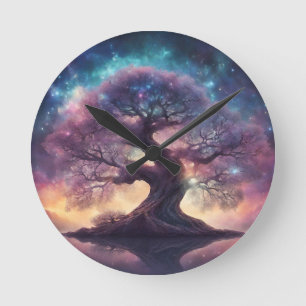 Fantasy Tree Art Runde Wanduhr