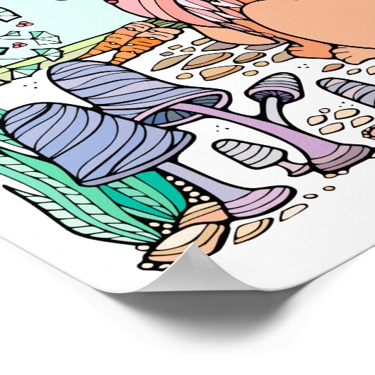 Fantasy Tree Forest Shawled Rabbit Poster (Ecke)