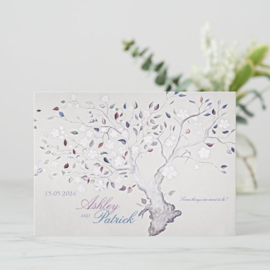 Fantasy Tree Hochzeit Einladung (Stehend Vorderseite)