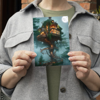 Fantasy Tree House Digitale Kunst Flat Karte