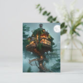 Fantasy Tree House Digitale Kunst Postkarte (Stehend Vorderseite)