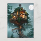 Fantasy Tree House Digitale Kunst Postkarte (Vorderseite)