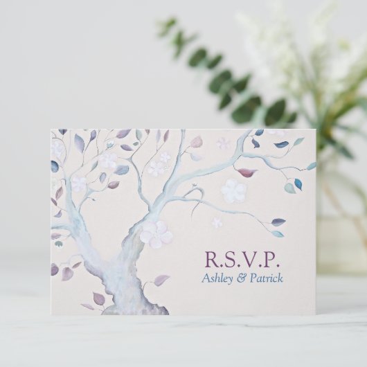 Fantasy Tree Wedding RSVP (Stehend Vorderseite)
