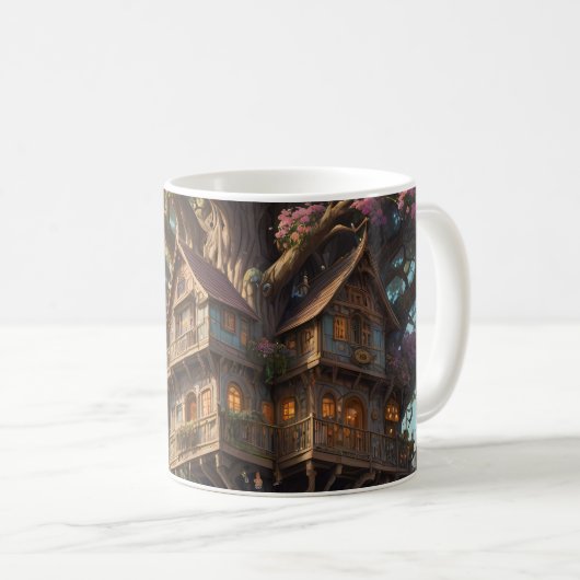 Fantasy Treehouse Set der Kaffee-Tasse Kaffeetasse (VorderseiteRechts)