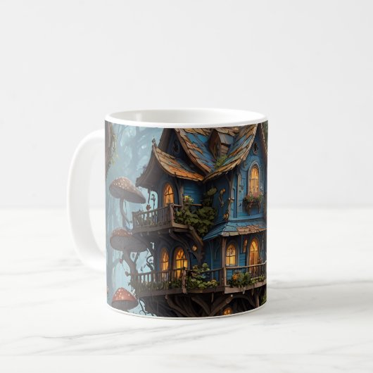 Fantasy Treehouse Set der Kaffee-Tasse. Kaffeetasse (Vorderseite Links)