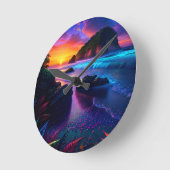 Fantasy Tropical Beach One Runde Wanduhr (Winkel)