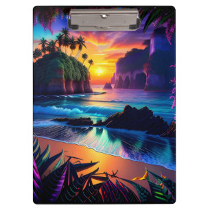 Fantasy Tropical Beach Three Klemmbrett