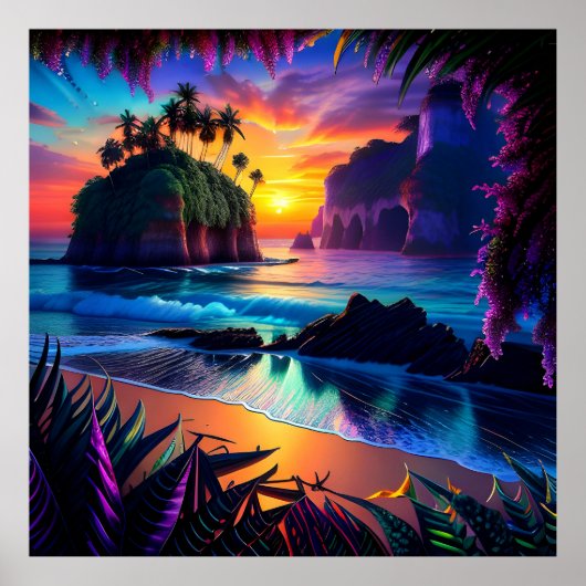 Fantasy Tropical Beach Three Poster (Vorne)