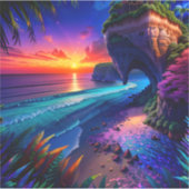 Fantasy Tropical Beach Vier Aufkleber (Vorderseite)