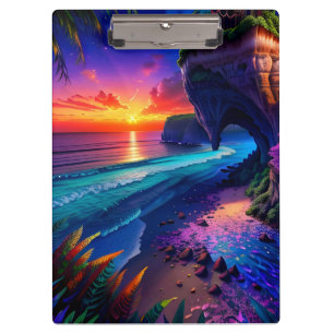 Fantasy Tropical Beach Vier Klemmbrett